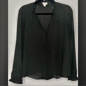 ✨J. Crew✨ Black Chiffon Blouse! Size Large!